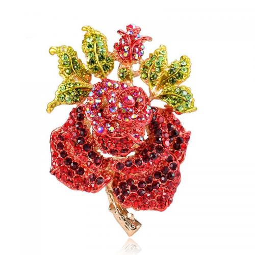 Zinc Alloy Brooches with Plastic Pearl Flower plated fashion jewelry & Unisex & with rhinestone Sold By PC
