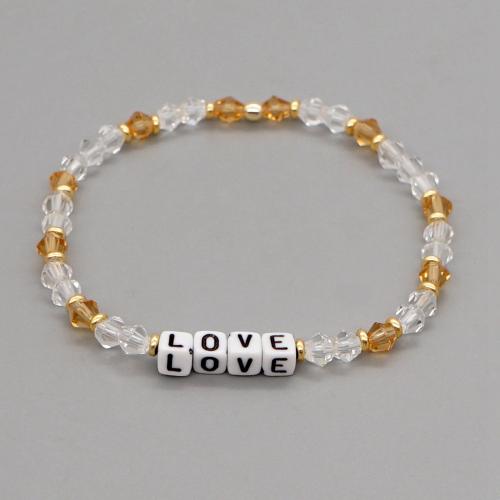 Bracelets de cristal, avec laiton & Acrylique, cadre, Placage de couleur d'or, bijoux de mode & pour femme, plus de couleurs à choisir, Longueur:Environ 18 cm, Vendu par PC