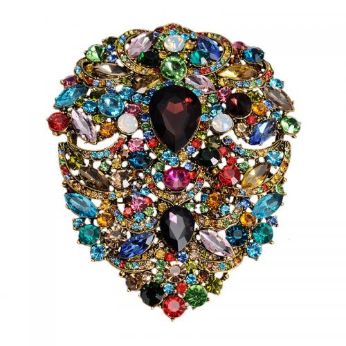 Tibetan Style Brooches, plated, fashion jewelry & for woman & with rhinestone, more colors for choice, 98x126mm, Sold By PC