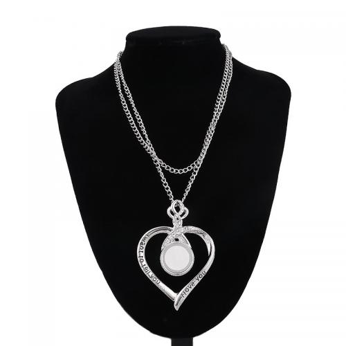 Zinc Alloy Jewelry Necklace silver color plated fashion jewelry & Unisex & micro pave cubic zirconia nickel lead & cadmium free Length Approx 27.55 Inch Sold By PC