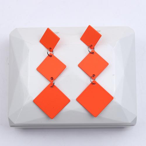 Tibetan Style Stud Earring, Rhombus, painted, fashion jewelry & for woman, more colors for choice, nickel, lead & cadmium free, 25x65mm, Sold By Pair