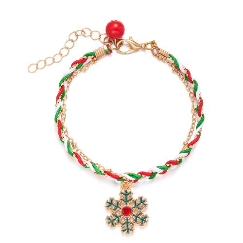 Christmas Holiday Bracelet Zinc Alloy with Polyester Cord with 5cm extender chain gold color plated & Christmas Design & fashion jewelry & for woman & enamel nickel lead & cadmium free Length Approx 16 cm Sold By PC