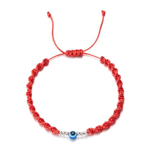 Evil Eye Jewelry Bracelet, Polyester Cord, with Resin, handmade, fashion jewelry & Unisex & evil eye pattern & adjustable, more colors for choice, Length:Approx 16-26 cm, Sold By PC
