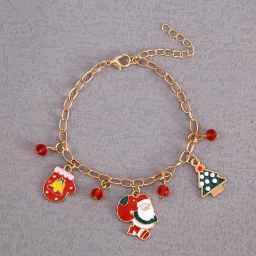 Christmas Holiday Bracelet Zinc Alloy with 5cm extender chain plated Christmas Design & fashion jewelry & for woman & enamel nickel lead & cadmium free Length Approx 18 cm Sold By PC