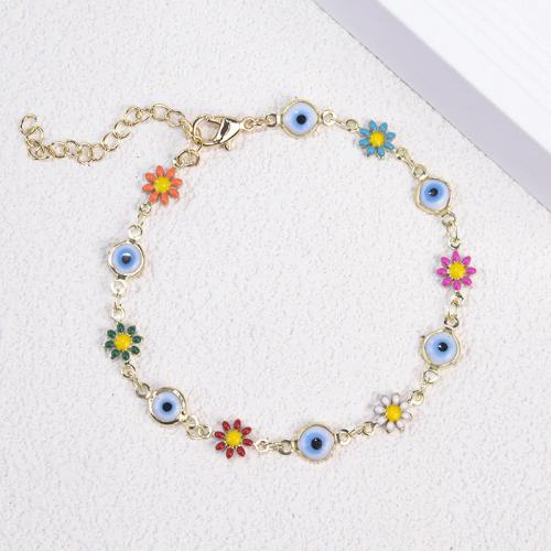 Evil Eye Jewelry Bracelet Zinc Alloy with Plastic Pearl with 5cm extender chain gold color plated fashion jewelry & for woman Length Approx 16 cm Sold By PC