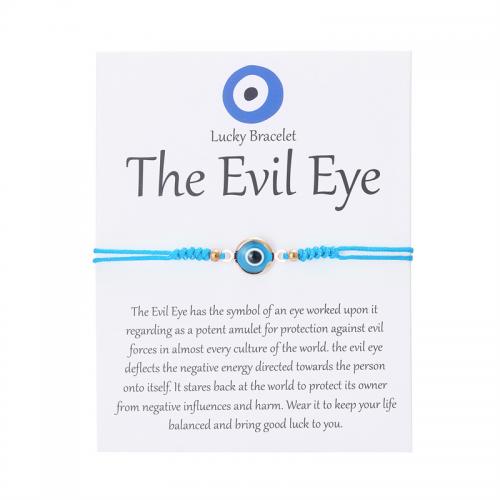 Evil Eye sieraden Armband, Textiel binnenwerk Cord, met Hars & Zinc Alloy, handgemaakt, mode sieraden & uniseks & boze oog patroon & verstelbaar, meer kleuren voor de keuze, Lengte Ca 16-28 cm, Verkocht door PC