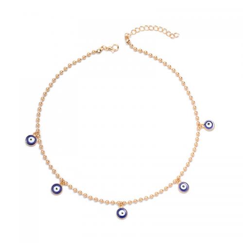 Evil Eye Jewelry Necklace Zinc Alloy with 5cm extender chain gold color plated fashion jewelry & for woman & enamel blue nickel lead & cadmium free 12.30mm Length 41 cm Sold By PC