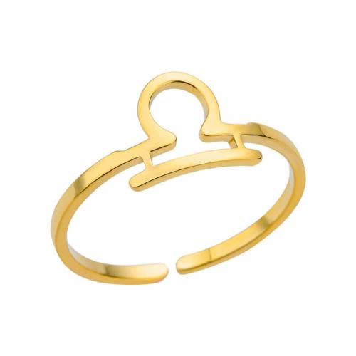 Edelstahl Ringe, 304 Edelstahl, 12 Zeichen des Sternzeichens, Einstellbar & Modeschmuck & unisex, Goldfarbe, diameter about 17mm, verkauft von PC