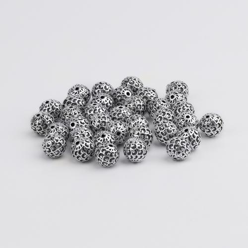 Bijoux de perles en alliage de Zinc , Rond, Plaqué de couleur d'argent, DIY, protéger l'environnement, sans nickel, plomb et cadmium, 12mm, Vendu par PC