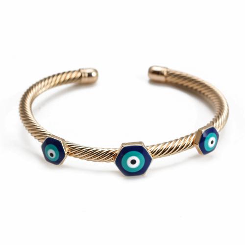 Evil Eye Jewelry Bracelet Brass gold color plated fashion jewelry & evil eye pattern & for woman & enamel nickel lead & cadmium free Inner Approx 57mm Sold By PC