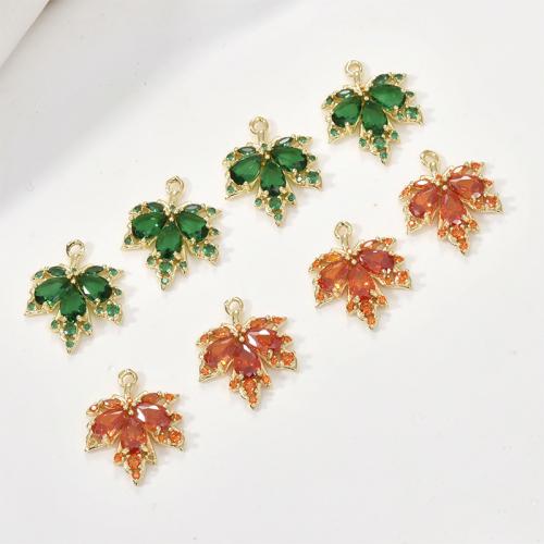 Brass Jewelry Pendants Maple Leaf gold color plated DIY nickel lead & cadmium free Sold By PC