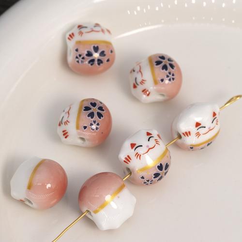 Porcelain Jewelry Beads, Cat, DIY, more colors for choice, 13x14mm, Approx 100PCs/Bag, Sold By Bag