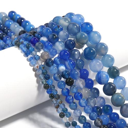 Achat Perlen, rund, DIY & verschiedene Größen vorhanden, royalblau, verkauft per ca. 38 cm Strang