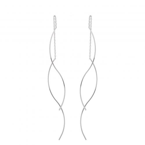 Brass Thread Through Earrings, fashion jewelry & for woman, silver color, nickel, lead & cadmium free, 75x1mm, Sold By Pair