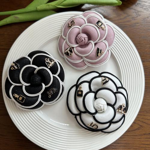 Fashion Brooch Jewelry, Polyester, with Brass, Flower, fashion jewelry & for woman, more colors for choice, 85mm, Sold By PC