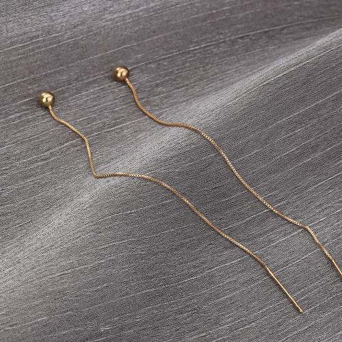 Brass Thread Through Earrings, fashion jewelry & for woman, gold, nickel, lead & cadmium free, 105x4mm, Sold By Pair