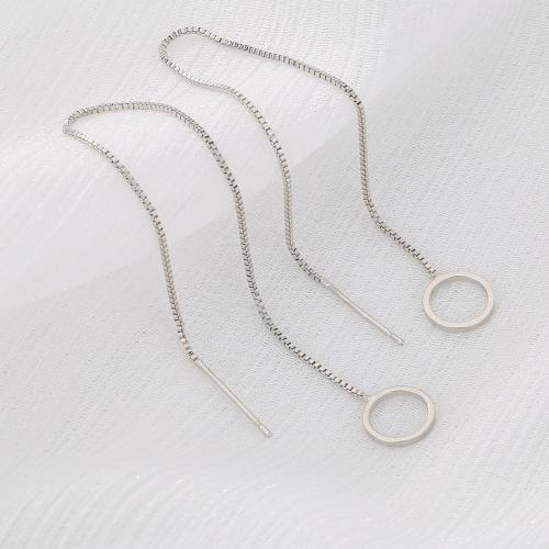 Brass Drop Earring, silver color plated, fashion jewelry & for woman, nickel, lead & cadmium free, 120x8mm, Hole:Approx 4mm, Sold By Pair