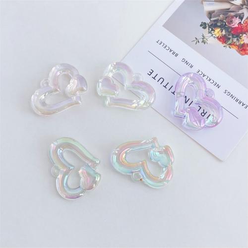 Acrylic Pendants, Heart, UV plating, DIY & hollow, more colors for choice, 47.50x36.50mm, Approx 50PCs/Bag, Sold By Bag