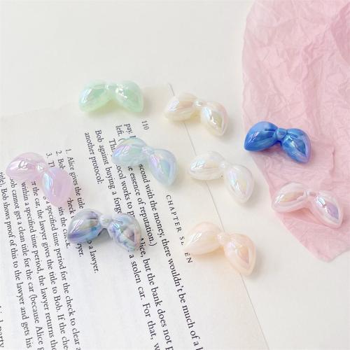 Plated Acrylic Beads, Bowknot, UV plating, DIY, more colors for choice, 15x29mm, Approx 100PCs/Bag, Sold By Bag