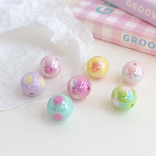 Plated Acrylic Beads, Round, UV plating, DIY, more colors for choice, 16mm, Approx 200PCs/Bag, Sold By Bag