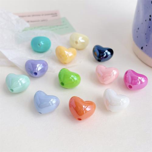 Plated Acrylic Beads, Heart, UV plating, DIY, more colors for choice, 14x18.50mm, Approx 200PCs/Bag, Sold By Bag