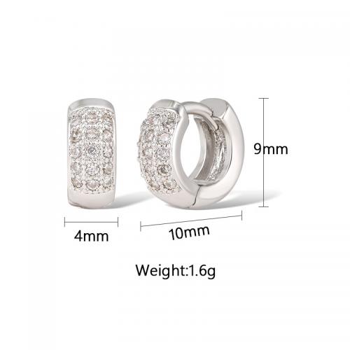 Cubic Zirconia Micro Pave Brass Earring, plated, micro pave cubic zirconia & for woman, platinum color, Sold By Pair
