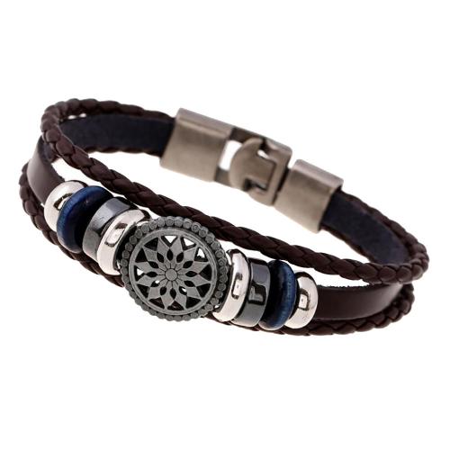 Cowhide Bracelet, Split Layer Cowhide Leather, with PU Leather & Tibetan Style, fashion jewelry & Unisex & different styles for choice, more colors for choice, nickel, lead & cadmium free, Length:Approx 20 cm, Sold By PC