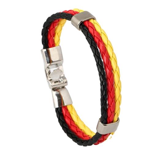 PU Cord Armbånd, med Zinc Alloy, mode smykker & Unisex, flere farver til valg, nikkel, bly & cadmium fri, Længde Ca. 22 cm, Solgt af PC
