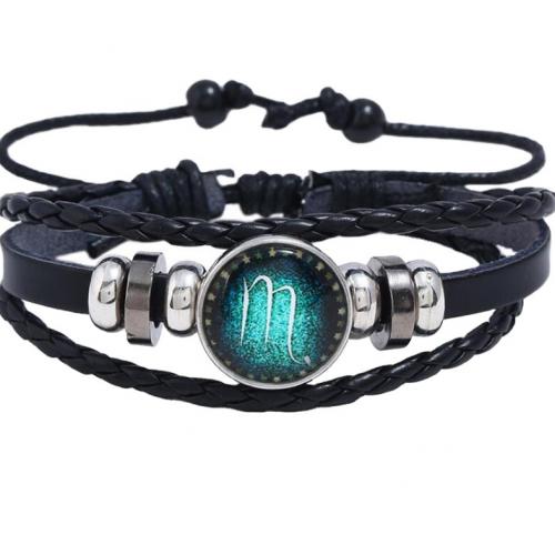 Cowhide Bracelet, Split Layer Cowhide Leather, with PU Leather & Wax Cord & Hematite & Copper Coated Plastic & Tibetan Style, fashion jewelry & Unisex & different styles for choice, nickel, lead & cadmium free, Length:Approx 18-25 cm, Sold By PC