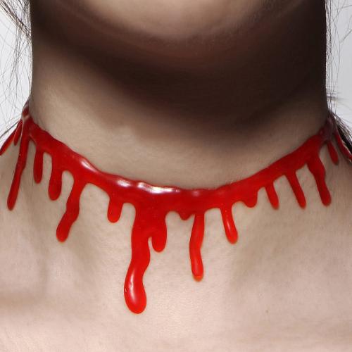 Halloween náhrdelník, Umělá hmota, Halloweenský design & unisex, červený, Délka Cca 37 cm, Prodáno By PC