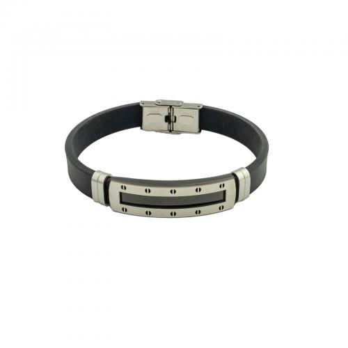 Bijoux bracelet en acier inoxydable, Acier inoxydable 304, avec silicone, bijoux de mode & unisexe, plus de couleurs à choisir, 12x6mm, Longueur Environ 21 cm, Vendu par PC