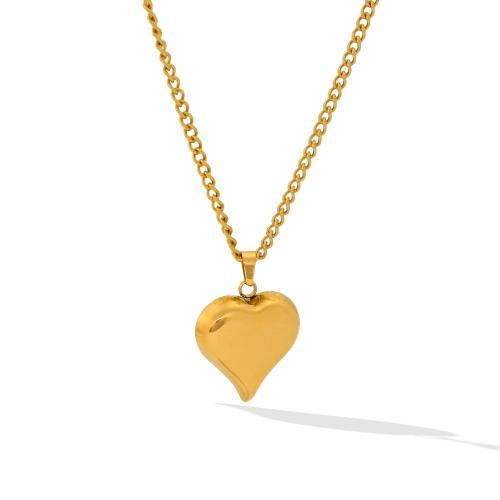 Stainless Steel Jewelry Necklace, 304 Stainless Steel, with 5cm extender chain, Heart, Vacuum Ion Plating, fashion jewelry & for woman, golden, 23x24mm, Length:Approx 45 cm, Sold By PC