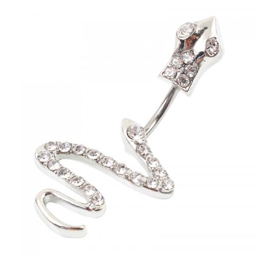 Stainless Steel Belly Ring 316 Stainless Steel with Zinc Alloy Snake plated fashion jewelry & for woman & with rhinestone Sold By PC