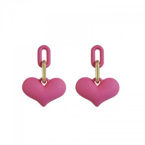 Acrylic Jewelry Earring, Heart, fashion jewelry & for woman, more colors for choice, Sold By Pair