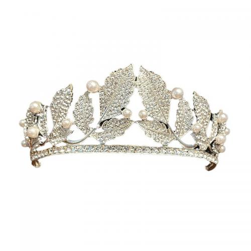Bridal Tiaras, Tibetan Style, with Plastic Pearl, plated, fashion jewelry & for woman & with rhinestone, more colors for choice, nickel, lead & cadmium free, Diameter 170m,height 60mm, Sold By PC