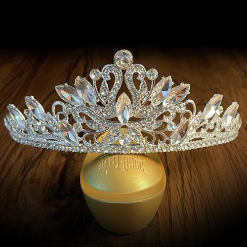 Bridal Tiaras, Tibetan Style, silver color plated, fashion jewelry & for woman & with rhinestone, silver color, nickel, lead & cadmium free, Diameter 140mm,height 52mm, Sold By PC