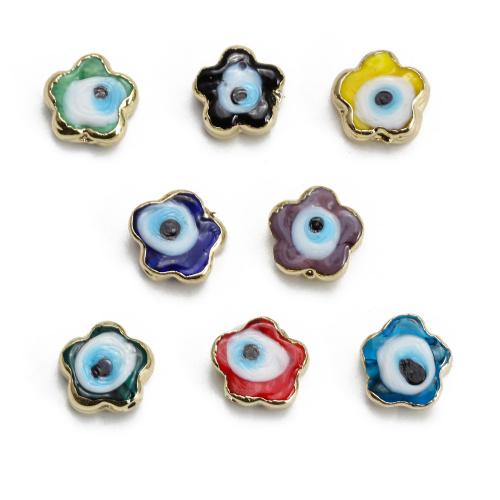 Zinc Alloy Evil Eye Beads with Lampwork gold color plated & DIY & enamel Sold By PC