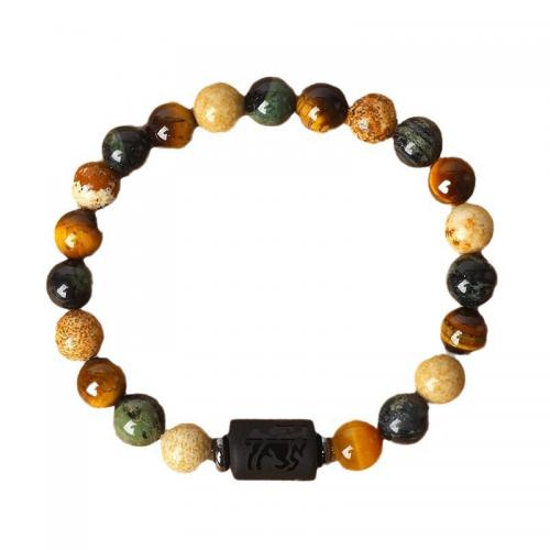Gemstone Bracelets, 12 Signs of the Zodiac, fashion jewelry & Unisex, more colors for choice, Length:Approx 18 cm, Sold By PC