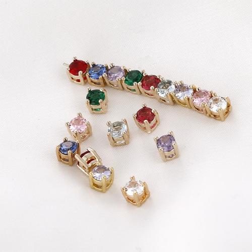 Brass Spacer Beads, Square, plated, DIY & micro pave cubic zirconia, more colors for choice, nickel, lead & cadmium free, 4x4mm, Sold By PC