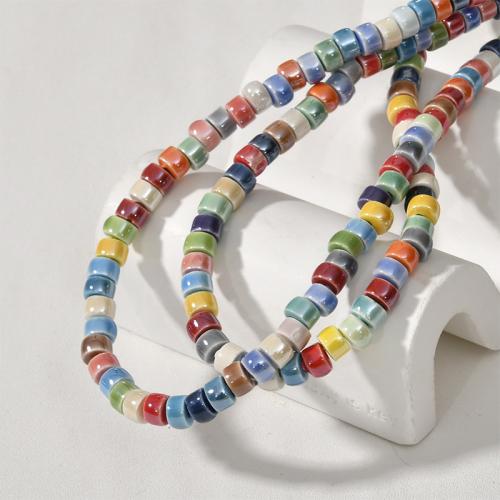 Porcelain Jewelry Beads, Round, DIY, more colors for choice, 4x6mm, Hole:Approx 1.8mm, Approx 70PCs/Strand, Sold By Strand