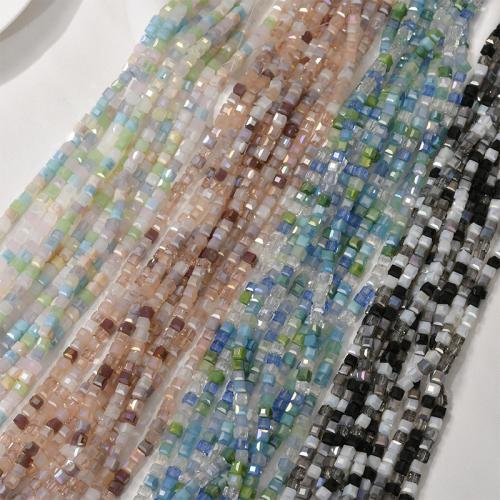 Kristall-Perlen, Kristall, Quadrat, DIY, mehrere Farben vorhanden, 4.50mm, Bohrung:ca. 1mm, ca. 96PCs/Strang, verkauft von Strang