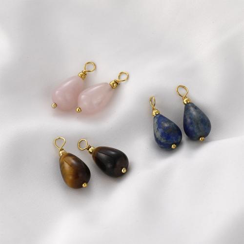 Gemstone Pendants Jewelry, with Brass, Teardrop, DIY & different materials for choice, more colors for choice, 23x10mm, Sold By PC