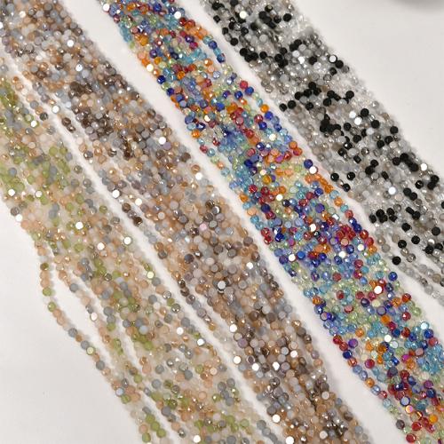 Kristall-Perlen, Kristall, flache Runde, DIY, mehrere Farben vorhanden, 4x2.50mm, Bohrung:ca. 0.7mm, ca. 140PCs/Strang, verkauft von Strang
