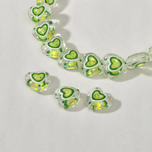 Perles murano faites à la main , chalumeau, coeur, DIY, plus de couleurs à choisir, 12.50x12.20mm, Trou:Environ 1mm, Vendu par PC