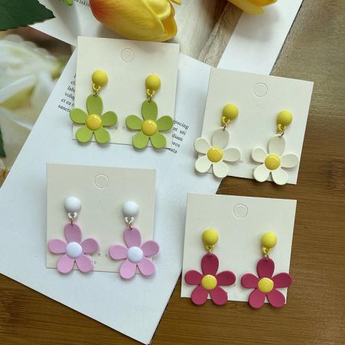 Resin Earring with Brass Flower stoving varnish fashion jewelry & for woman nickel lead & cadmium free 40mm Sold By Pair