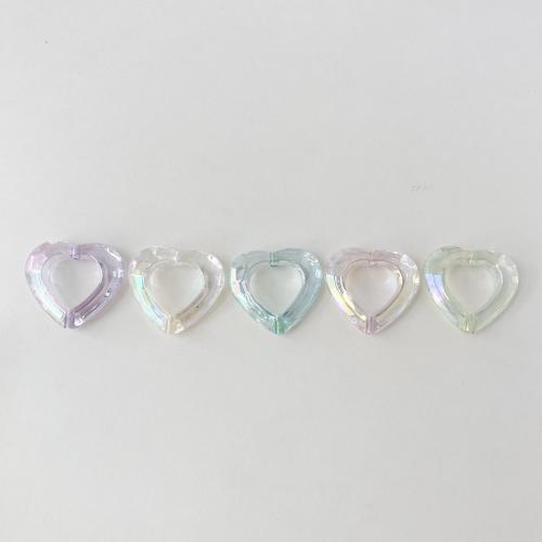 Prozirni akril perle, Srce, možete DIY & šupalj, više boja za izbor, 24x26.70mm, Približno 300računala/Torba, Prodano By Torba