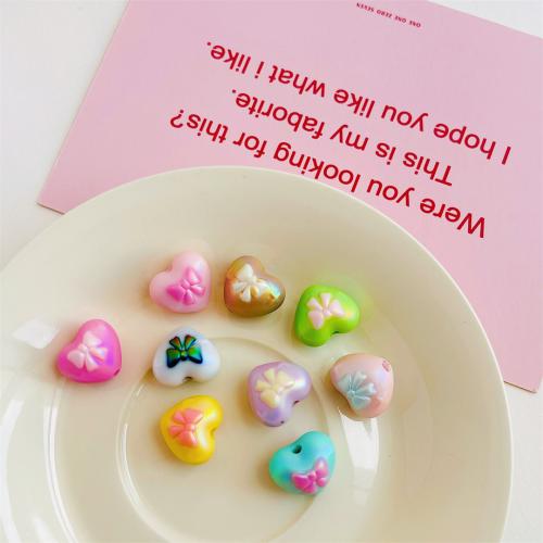 Plated Acrylic Beads, Heart, UV plating, DIY, more colors for choice, 17.50x15mm, Approx 200PCs/Bag, Sold By Bag