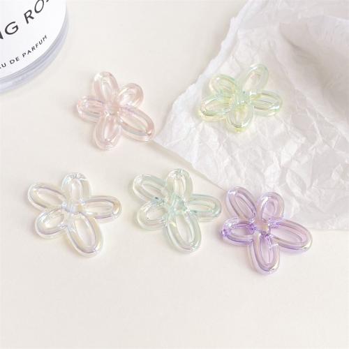 Plated Acrylic Beads, Flower, UV plating, DIY & hollow, more colors for choice, 24.50mm, Approx 200PCs/Bag, Sold By Bag