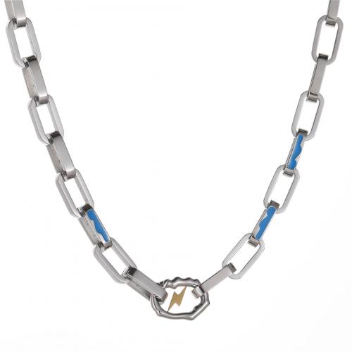 Titanium Steel Necklace, polished, Unisex & different size for choice & epoxy gel, original color, Sold By PC