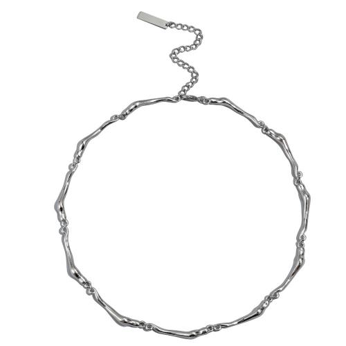 Collar de Acero Titanio, Partículas de acero, con aleación de zinc, con 8CM extender cadena, chapado, unisexo, color original, longitud:aproximado 45 cm, Vendido por UD